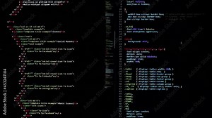 developer software source code on monitor screen. writing script of software developer. program coding. programmer editing code background. Technology background close up shot.