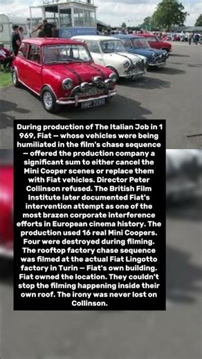The Italian Job Used Real Minis. Fiat Offered $1 Million to Destroy Them. The Director Said No