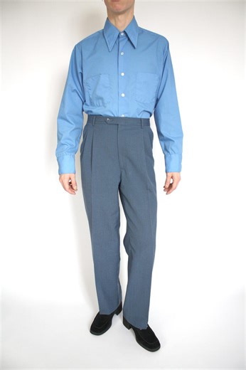 1970s Sky Blue Oxford Shirt With Pointed Collar Vintage VTG - Etsy