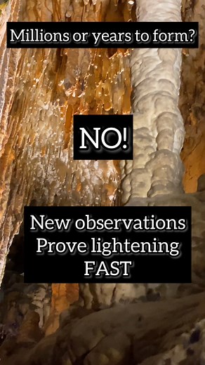 15 reactions | The formation of stalactites or calcium carbonate can be observed and measured and when the conditions are rightform lightening quick. #globalflood #stalactite #geology #fastformingrock #evolution #creationism #youngearth | Lost World Museum | Facebook