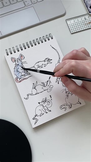 Quentin Blake style mice! #doodle #mice #illustration #videoediting #watercolour