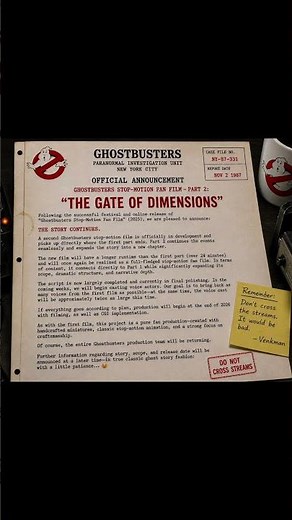Official Announcement Ghostbusters Stop Motion Fan Film – Part 2: “THE GATE TO DIMENSIONS”