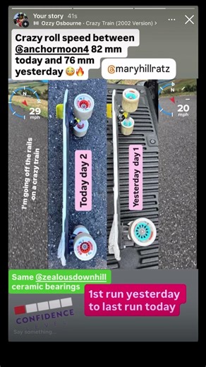 IG: Anchormoon 82 mm vs 76 mm #downhillskateboarding #longboarding #downhill #mobility #speed