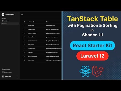 Add TanStack Table with Pagination & Sorting in Laravel React Starter Kit (Shadcn UI)