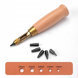 Adjustable Screw Hole Punch Tool Belt Leather Hole Punching Interchangeable Heads Wooden Handle Puncher With 6 Size Tips - Etsy