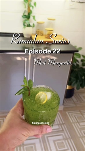 Mint Margarita your iftar A must made refreshing drink for Ramadan Series.. Episode 22 Ingredients.. 2 lemons (freshly squeezed) • 1 handful fresh podina (mint leaves) • 3-4 tablespoons sugar (or to taste) • ¼ teaspoon black salt (kala namak) • 2 cups cold soft drink • Ice cubes Method 1. Blending... In a blender add: • Mint leaves • Lemon juice • Sugar Black salt • Roasted cumin powder (optional) • 2 cups soft drink and ice cubes Blend well. 2. Strain (optional): Strain if you want smooth lemon