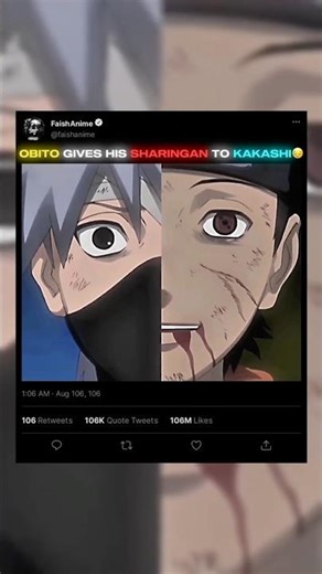 The moment when obito dies #sad #naruto #narutoshippuden #anime #obito #kakashi