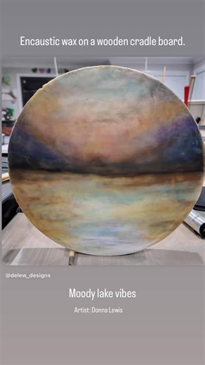 30cm Encaustic wax on cradle board. Love the atmospheric effect you can achieve, and the finished piece has a beautiful silky texture. Artist: Donna Lewis #waggaartist #encaustic #encausticpainting #encausticartist #landscape #australianartists #australianlandscapepainting #lakeview #atmospheric #visualartist #artcollector #waggawagga | De Lew Designs Australia Visual Artist, Art workshops, Milliner & Supplies | Facebook