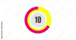 Countdown timer from 15 to 0 seconds Realtime. Modern flat design of countdown animation on white background for fifteen seconds. 4K resolution.