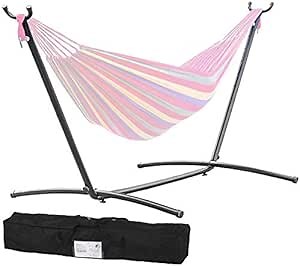 Hammock Stand Portable Heavy Duty Hammock Stand Steel 9ft Stand for Outdoor Patio or Indoor with Carrying Case, 2 Person, 330 Capacity (No Hammock)