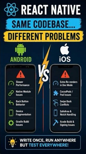 📱 React Native: Same Codebase… Different Problems (Android vs iOS)