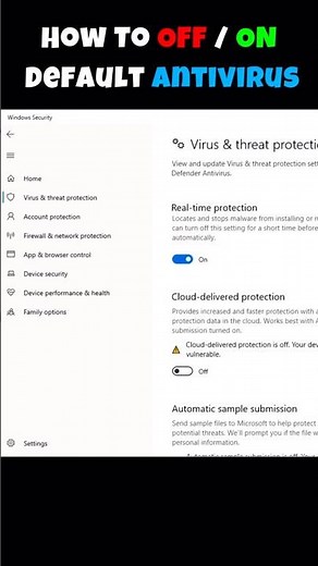 ON / OFF Default Antivirus 🛡️ | Windows Security Settings 🔒 | Step-by-Step Guide 🖥️