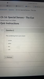 The combining form cry/o means:cornearetinatearcold... | Filo