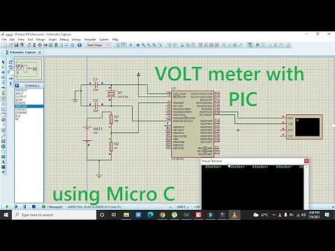 how to make a simulation of dc voltmeter with pic microcontroller in proteus using microC