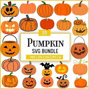 Pumpkin SVG Bundle: Hello Fall Door Hanger, Halloween Cut File (digital File) - Etsy