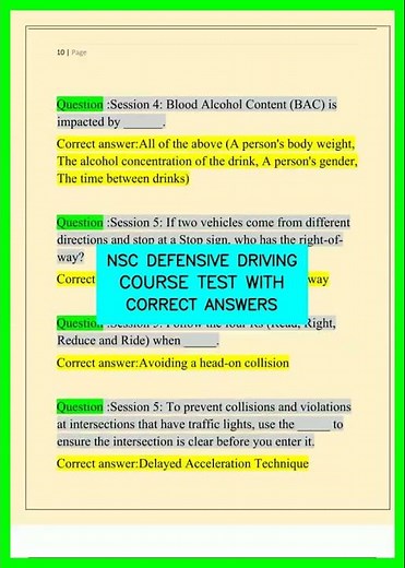 #learnexams NSC DEFENSIVE DRIVING COURSE TEST WITH CORRECT ANSWERS video