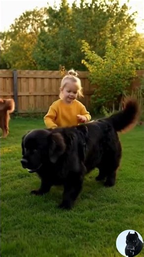 Toddler Meets Two Gentle Giant Newfoundland Dogs ❤️🐾