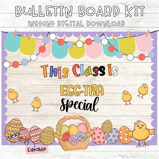 Spring Easter Bulletin Board Kit | Egg-cited Classroom Decor | Editable Display Letters Printable - Etsy