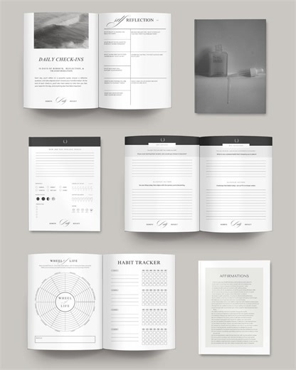 Daily Self Reflection Journal: 75-page Life Coaching Workbook (canva Template) - Etsy