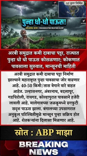 अरबी समुद्रात कमी दाबाचा पट्टा, राज्यात पुन्हा धो धो पाऊस कोसळणार; कोकणात पावसाला सुरुवात, मान्सूनची
