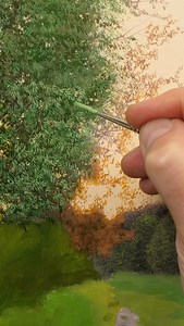 Building up grass and foliage with a rigger brush. Small marks, lots of patience, letting it all come together. Oil on canvas #oilpainting #riggerbrush #landscapepainting #artprocess #artreel | Michael James Smith