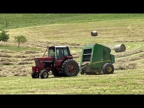 Two Internationals Putting in Work in Fall Hay
