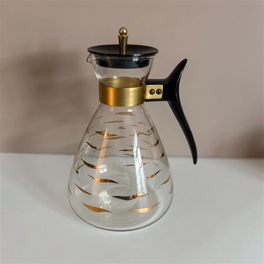 Vintage Pyrex 8 Cup Coffee Carafe Gold Atomic Mid Century Glass Server With Lid & Handle - Etsy Australia