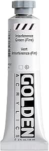 GOLDEN Heavy Body Acrylics, Interference Green (Fine), 2 fl. oz. Tube, Professional Acrylic Paint, Transparent