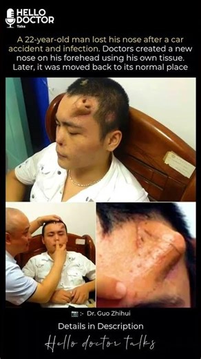 A 22-year-old man lost his nose after a car accident and infection.
