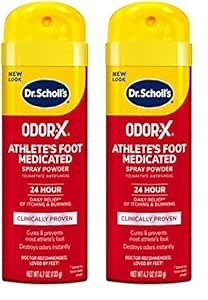Dr. Scholl's Athlete's Foot Medicated Spray Powder, 4.7 oz // 24-Hour Daily Relief of Itching & Burning, Clinically Proven, Cures & Prevents Most Athlete's Foot, Destroys Odors Instantly (Pack of 2)