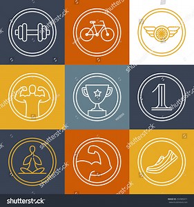 Vector Crossfit Fitness Logos Emblems Linear Stock Vector (Royalty Free) 254989471 | Shutterstock