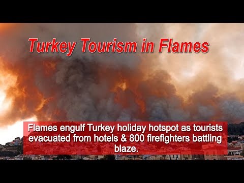 RAGING INFERNO Horror flames engulf Turkey as tourists evacuated & 800 firefighters battling blaze.
