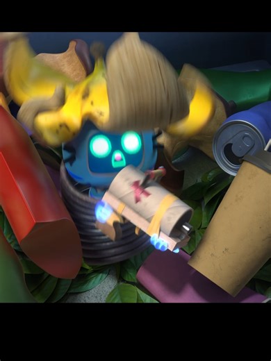 Miao Miao is buried in trash 😳 Tochi is hanging on as the robot sweeper goes SUPER fast. Would you hold on? #BeepBoop#Cartoon#FYP #kawaiitoys #animatedseries @youtube