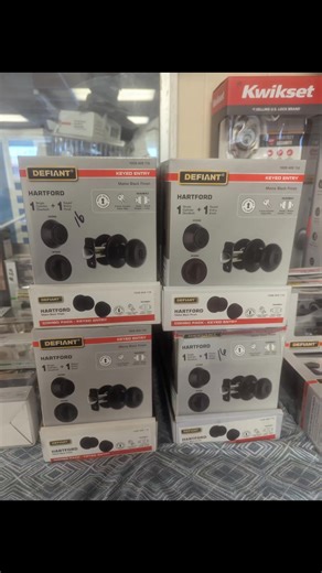 Defiant Hartford keyed entry set. Matte black in color. We have multiple keyed the same. Available for $16 a set. Located at 434 Old Mill Place Cartersville GA 30120. Open 10am to 5pm. Closed Thursday and Sunday. | North Georgia wholesalers | Facebook