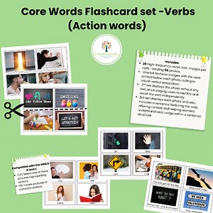 Core Words Flashcards Set-Verbs(Action Words) -ABLLS-R aligned C35, G8