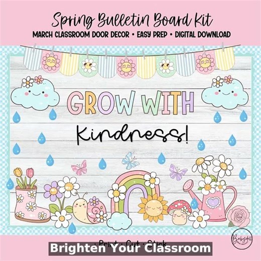 Spring Bulletin Board Kit: Bloom in Rainy Showers Decor