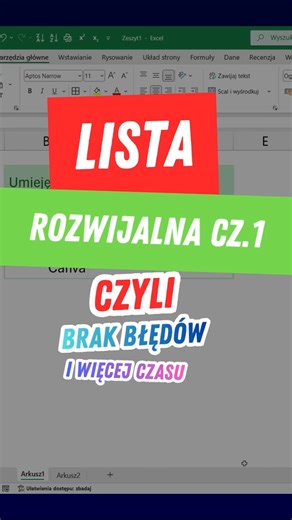 Jak zrobić LISTĘ ROZWIJALNĄ w Excelu? #excel #lifehacks