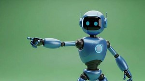 Download Pointing Robot Artificial Intelligence in Studio on Green Screen for free