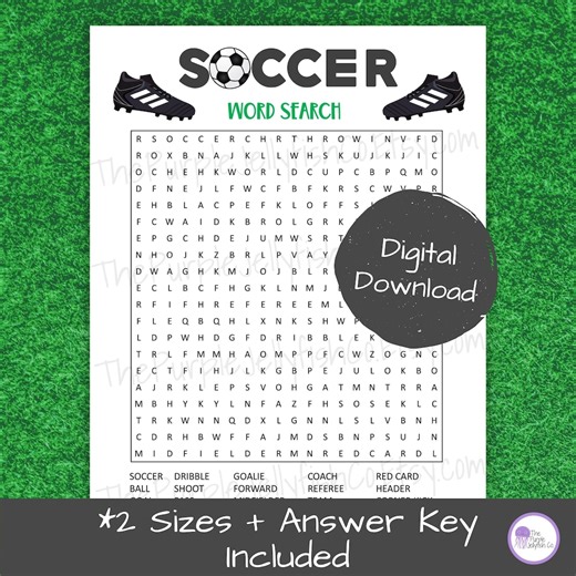 Soccer Word Search Printable, Soccer Activity for Kids & Adults, World Cup Soccer Party Game, Word Find Puzzle, Classroom Worksheet - Etsy
