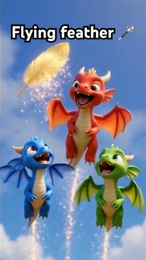 The Flying Golden Feather 🪄✨ | Baby Dragons Sky Adventure #youtubeshorts