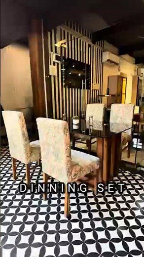 4 Seater Teakwood Dining Table Set | Glass Top Dining Table with Cushioned Chairs | Furniture Mumbai