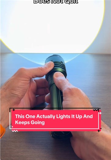 This is that light it up style flashlight people keep asking about. It is compact fits in the hand perfectly and puts out serious light when you need it. The built in battery indicator actually tells you how much charge is left so you are not guessing in the dark. You get five lighting modes so you can run it wide flood or tighten it down for distance. Charging is fast with USB C and the battery lasts all night without falling off. I use this for camping night walks around camp and even around t