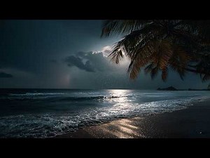 Dark Beach at Night — Gentle Ocean Waves with Soft Rain for Deep Sleep (No Music • 8 Hours)