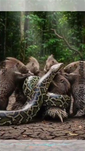 python trapped in porcupine quills #animals #wildlife #shorts #wildanimals