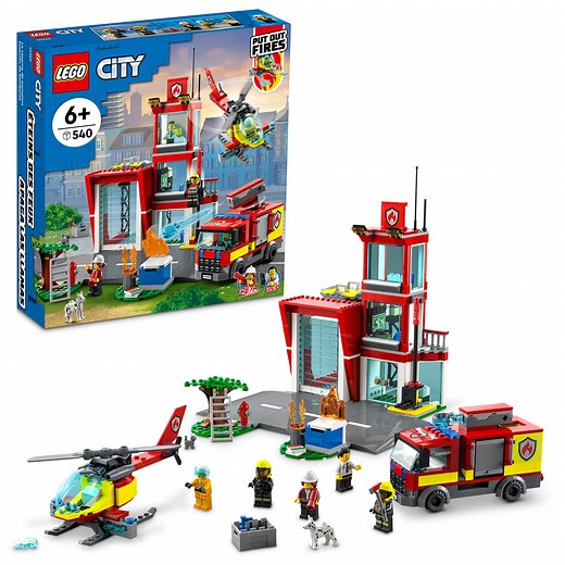 LEGO 6379620 City Fire Station Building Kit for Kids Aged 6+; Includes 2 LEGO City Adventures TV Series Characters (540 Pieces) - Walmart.com