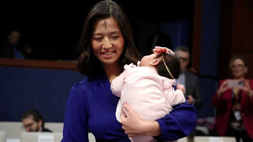 Boston's Mayor Wu arrives with newborn for congressional sanctuary city hearing