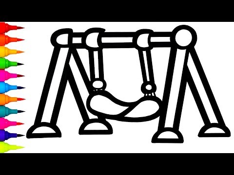 How to Draw a Swing Set | Line Art & Coloring Tutorial | Playground Swing Drawing Step by Step