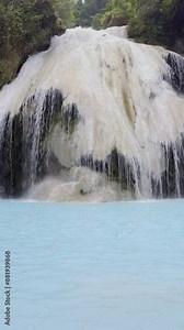 Seamless looping video. Koh Luang Waterfall is a limestone waterfall in northern Thailand.Calcium carbonate and magnesium occur naturally in Koh luang Fall.