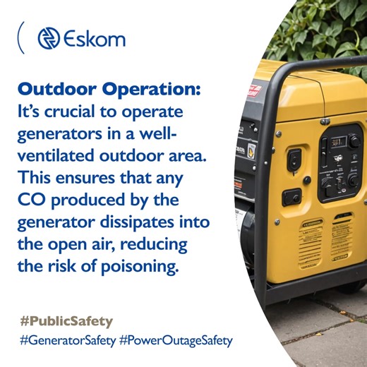 3.8K views · 17 reactions | Dealing with power outages can be challenging. Whether you opt for generators or explore alternative options remember to prioritize safety above all else. Power generators come with inherent risks that must be understood and mitigated to ensure the safety of users. | Eskom Hld SOC Ltd | Facebook