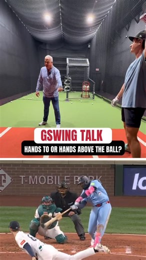 GradumGswing on Instagram: "Hands don’t go to the ball. We hit the ball with the barrel, not the hands, so keep your hands above the pitch. This will allow you to work forward through the ball instead of up or around it.#gswing #baseball #hittingdrills #hittingmechanics #hittinginstructor #baseballdad"